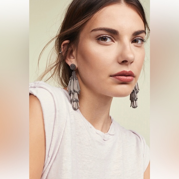 NWT Deepa Gurnani Beaded Chandeliers Gunmetal - Picture 13 of 15